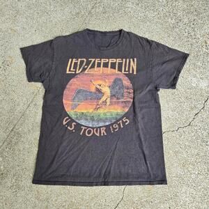 Vtg LED ZEPPELIN U.S. Tour 1975 Swan Song Graphic Rock Band Tee Shirt Med Fit